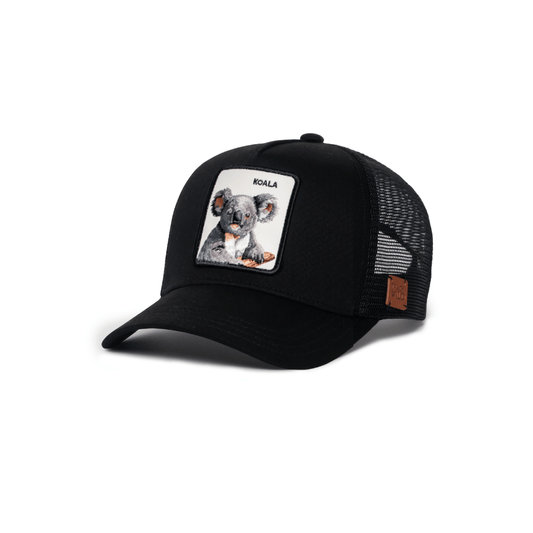 Track Wild Koala Black Trucker Hat | Australian Wildlife Cap
